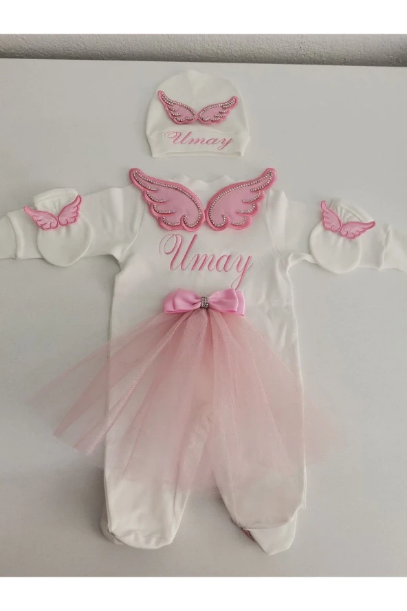 MİNİK ADIMLAR İsme Özel Nakışlı Kristal Tüllü Tulum - 5