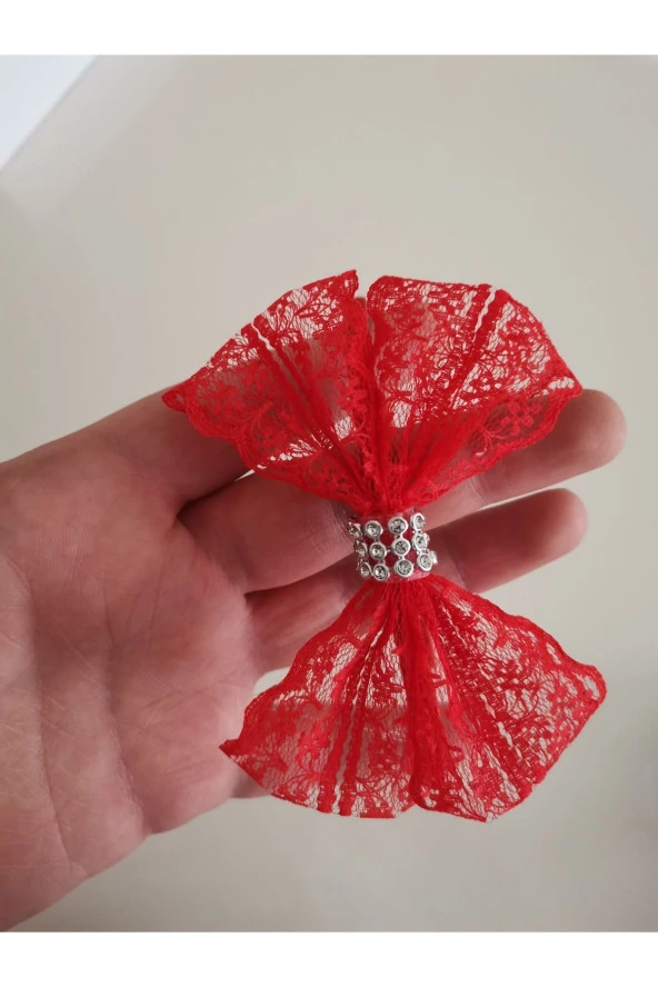 MİNİK ADIMLAR Kırmızı Güpürlü Taşlı Lohusa Tacı - 2