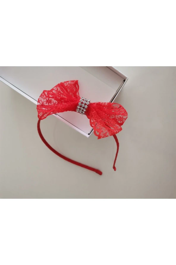 MİNİK ADIMLAR Kırmızı Güpürlü Taşlı Lohusa Tacı - 3