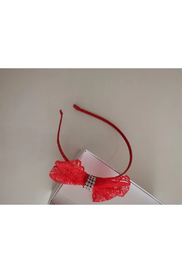 MİNİK ADIMLAR Kırmızı Güpürlü Taşlı Lohusa Tacı - 4