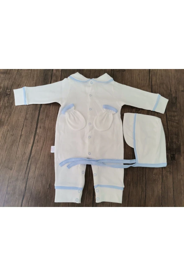 MİNİK ADIMLAR Minik Adımlar Biyeli Bebek Tulum Seti Ve Bebek Battaniyesi - 3