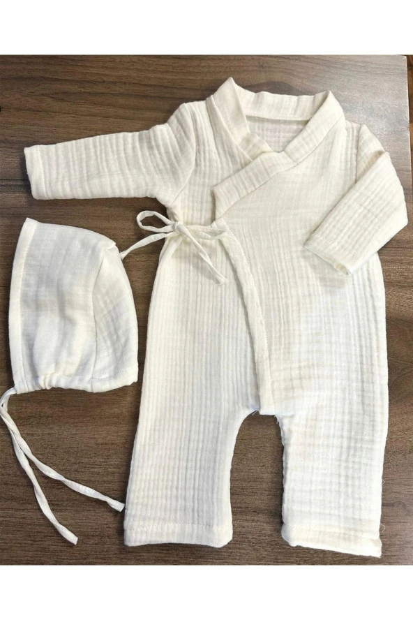 MİNİK ADIMLAR Minik Adımlar 4 KAt Müslin Bebek Battaniyesi Ve Yandan Bağlamalı Bebek Tulum Seti - 3