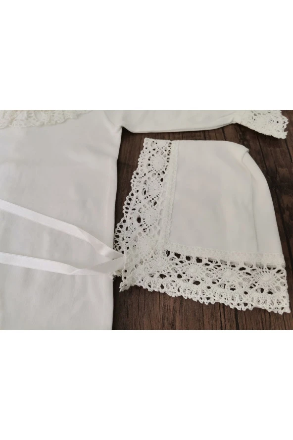 MİNİK ADIMLAR Minik Adımlar Dantelli Bebek Yakalı Tulum Seti Ve Bebek Battaniyesi - 4