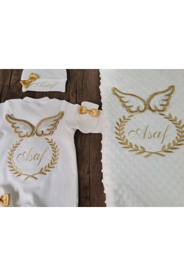 MİNİK ADIMLAR İsme Özel Nakışlı Battaniye Ve Tulum - 2