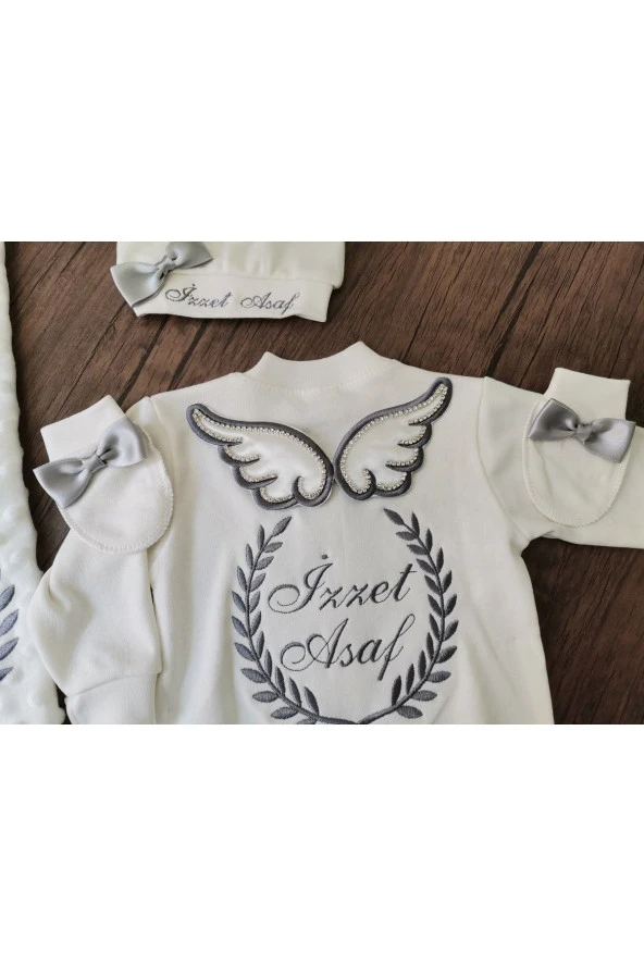 MİNİK ADIMLAR İsme Özel Nakışlı Battaniye Ve Tulum - 4