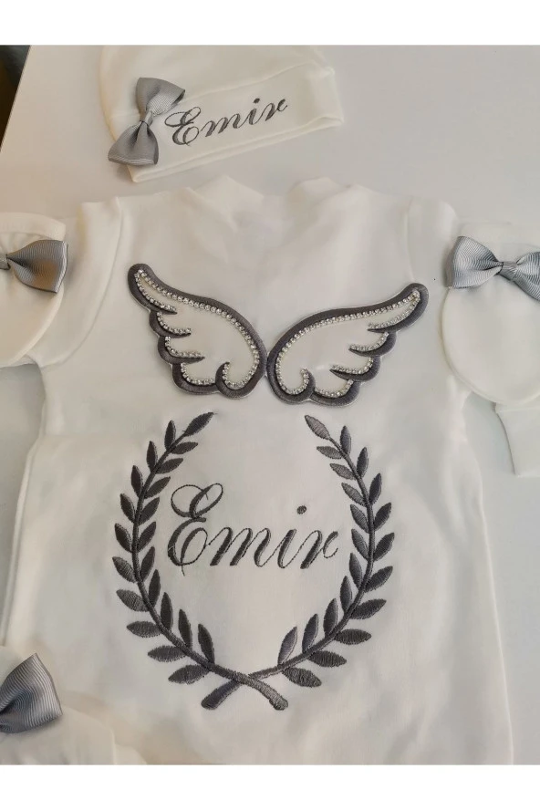 MİNİK ADIMLAR Isme Özel Melek Kantlı Tulum Seti - 2