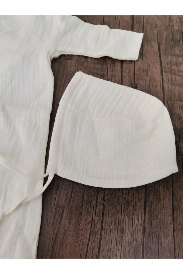 MİNİK ADIMLAR Minik Adımlar 4 Kat Müslin Bebek Yandan Bağlamalı Tulum Seti - 6