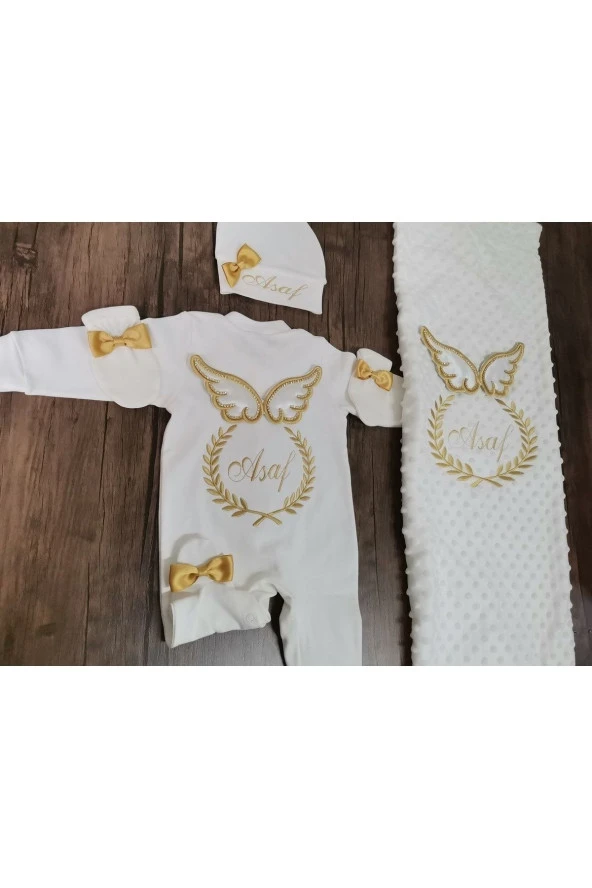 MİNİK ADIMLAR İsme Özel Nakışlı Battaniye Ve Tulum - 4