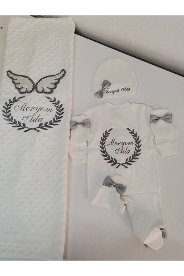 MİNİK ADIMLAR İsme Özel Nakışlı Battaniye ve Tulum - 5
