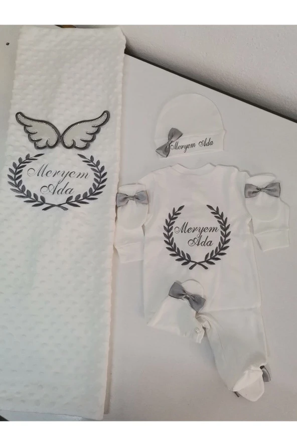 MİNİK ADIMLAR İsme Özel Nakışlı Battaniye ve Tulum - 6