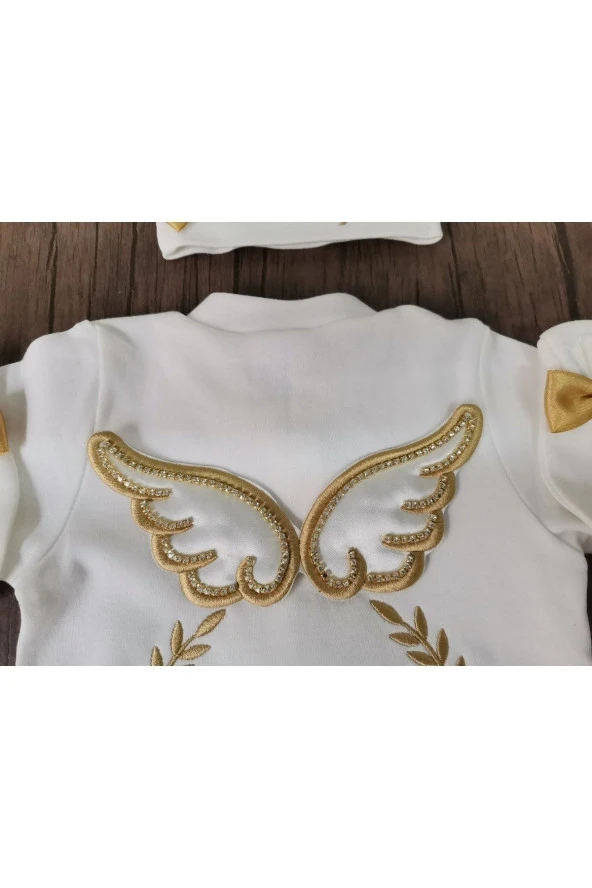 MİNİK ADIMLAR Isme Özel Melek Kantlı Tulum Seti - 5