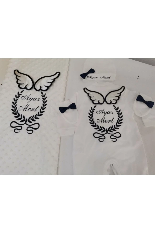 MİNİK ADIMLAR İsme Özel Nakışlı Battaniye Ve Tulum - 4