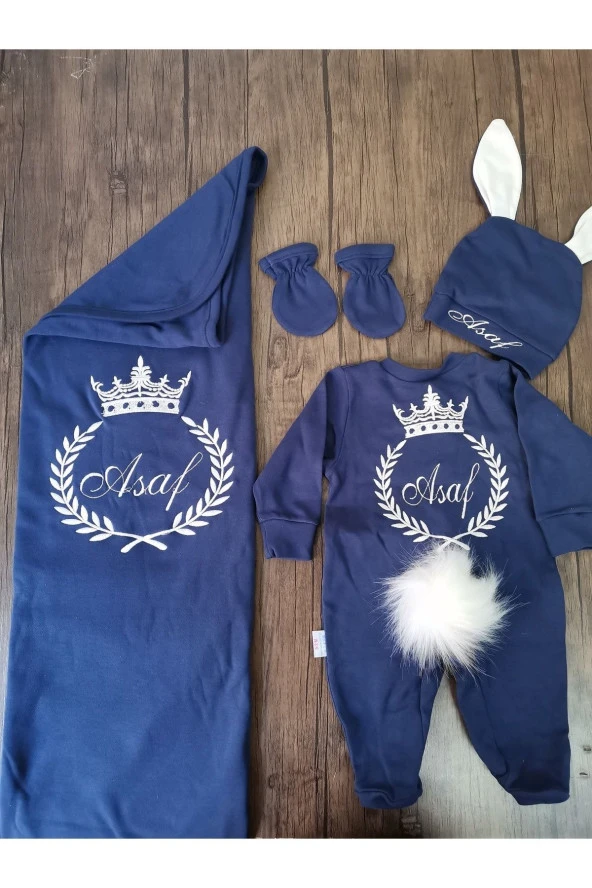 MİNİK ADIMLAR İsme Özel Nakışlı Battaniye Ve Tulum - 3