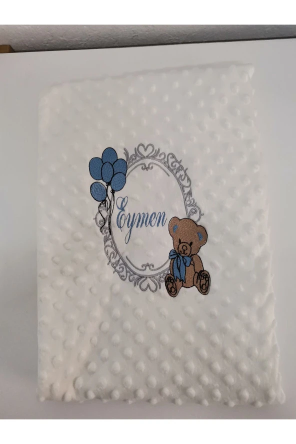 MİNİK ADIMLAR İsme Özel Nakışlı Bebek Tulum ve Battaniye İsimli Balonlu Sevimli Ayıcıklı - 4