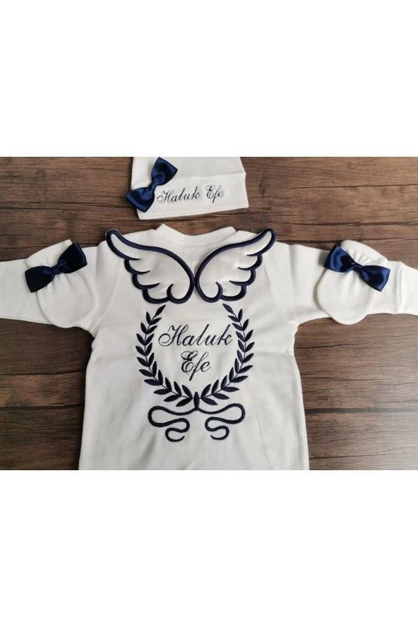 MİNİK ADIMLAR Isme Özel Melek Kantlı Tulum Seti - 2