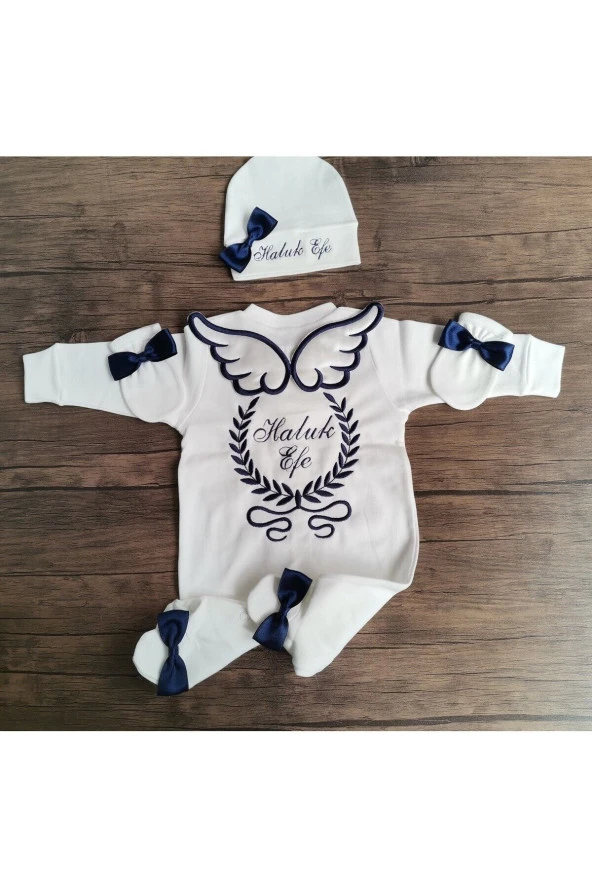 MİNİK ADIMLAR Isme Özel Melek Kantlı Tulum Seti - 3