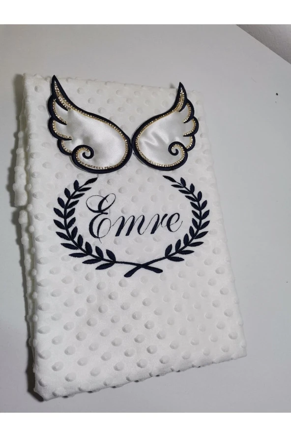 MİNİK ADIMLAR Isme Özel Melek Kanatlı Bebek Nohut Battaniyesi