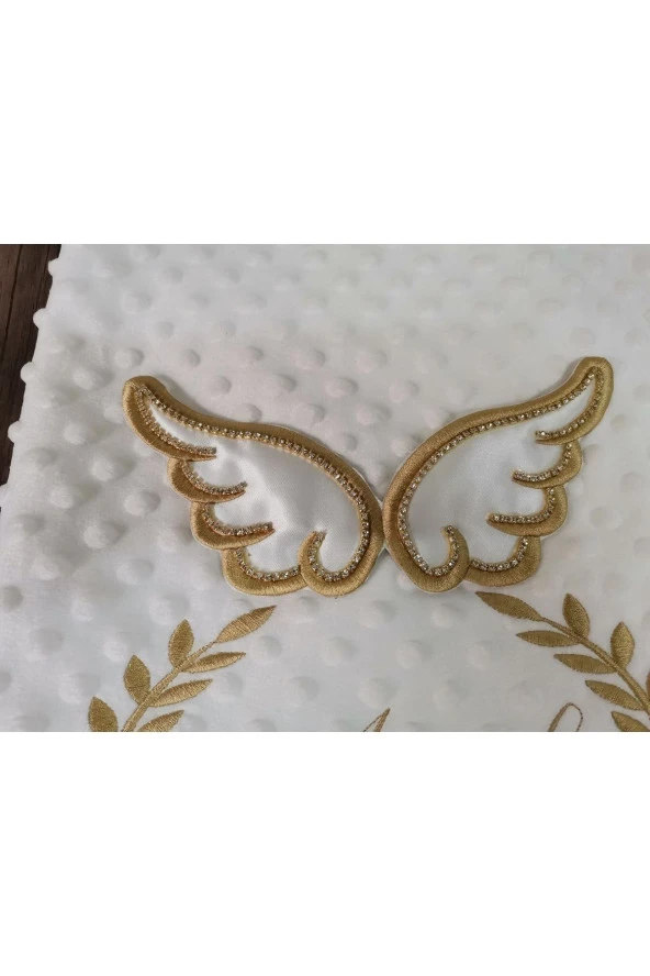 MİNİK ADIMLAR Isme Özel Melek Kantlı Bebek Battaniye - 2