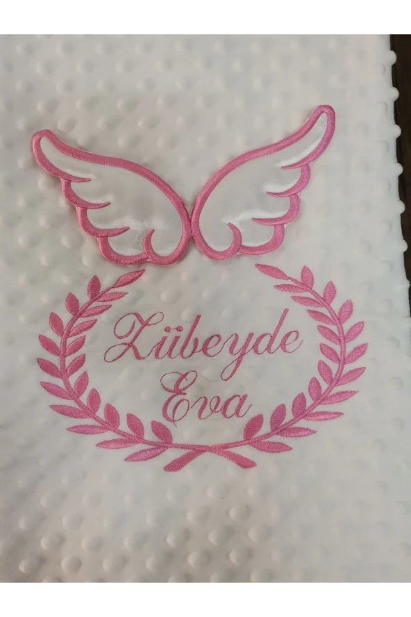 MİNİK ADIMLAR Isme Özel Melek Kanatlı Bebek Battaniyesi - 3