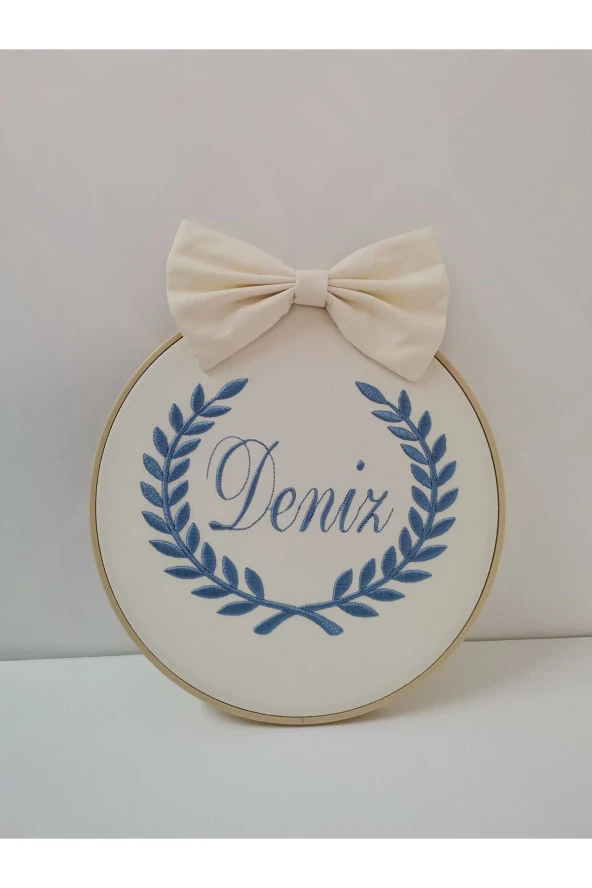 MİNİK ADIMLAR İsme Özel Nakışlı Kapı Süsü İsimli Balonlu Sevimli Ayıcıklı