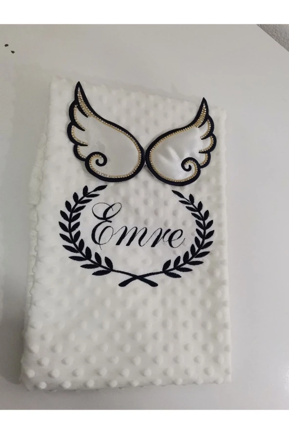 MİNİK ADIMLAR Isme Özel Melek Kanatlı Bebek Nohut Battaniyesi - 5