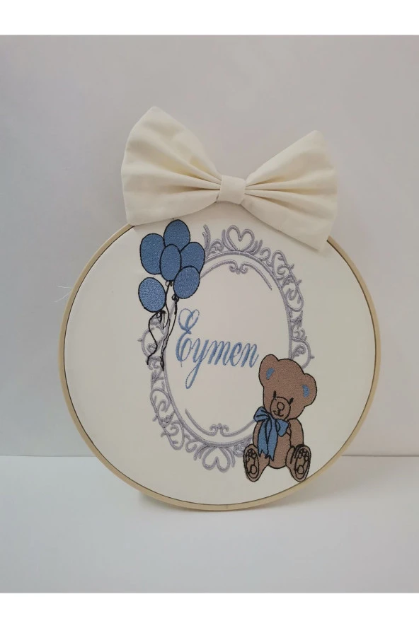 MİNİK ADIMLAR İsme Özel Nakışlı Kapı Süsü İsimli Balonlu Sevimli Ayıcıklı - 4