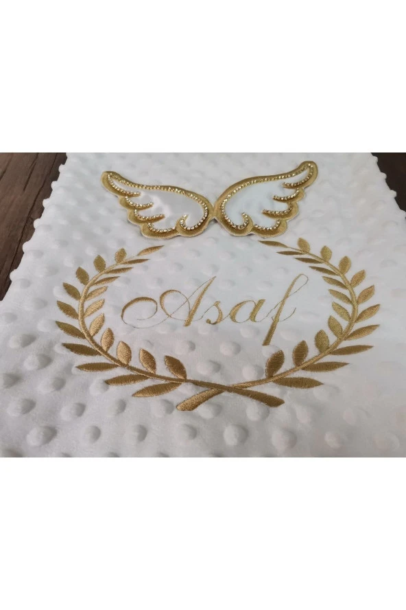 MİNİK ADIMLAR Isme Özel Melek Kantlı Bebek Battaniye - 4