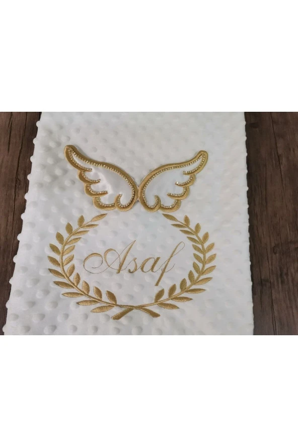 MİNİK ADIMLAR Isme Özel Melek Kantlı Bebek Battaniye - 5