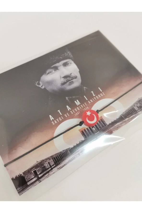 MİNİK ADIMLAR 10 Kasım ATATÜRK’ Ü anma Günü Kartı Ve Ay Yıldız Bilekliği 100 Adet Düğüm Kapama - 3