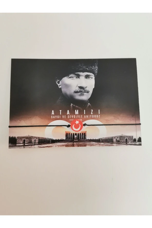 MİNİK ADIMLAR 10 Kasım ATATÜRK’ Ü anma Günü Kartı Ve Ay Yıldız Bilekliği 100 Adet Düğüm Kapama - 4
