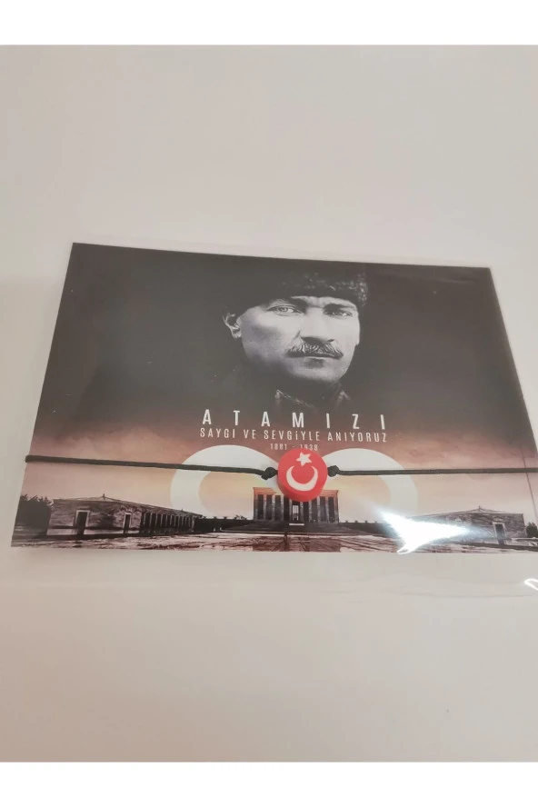 MİNİK ADIMLAR 10 Kasım ATATÜRK’ Ü anma Günü Kartı Ve Ay Yıldız Bilekliği 10 Adet Düğüm Kapama