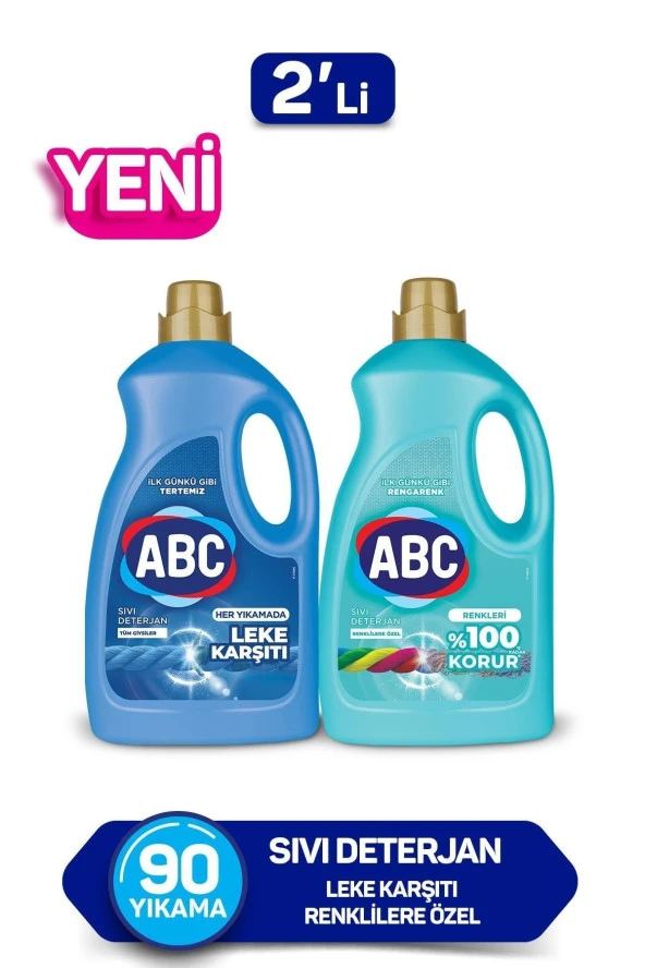 ABC Sıvı Çamaşır Deterjanı Leke Karşıtı& Renkliler 2 Li
