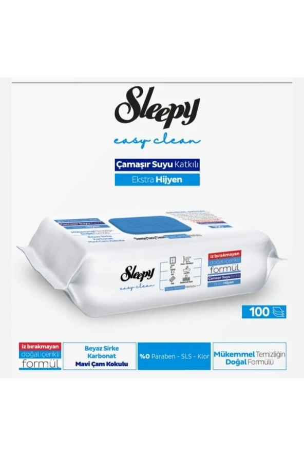 Sleepy Easy Clean Çamaşır Suyu Katkılı 100'lü Yüzey Temizlik Havlusu