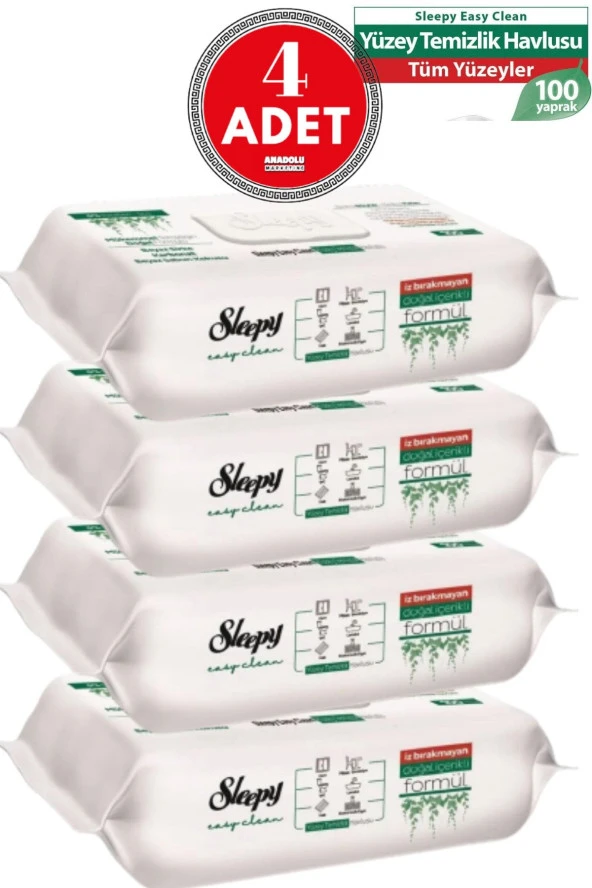 Sleepy Easy Clean Yüzey Temizlik Havlusu 100 Yaprak (4 Adet)