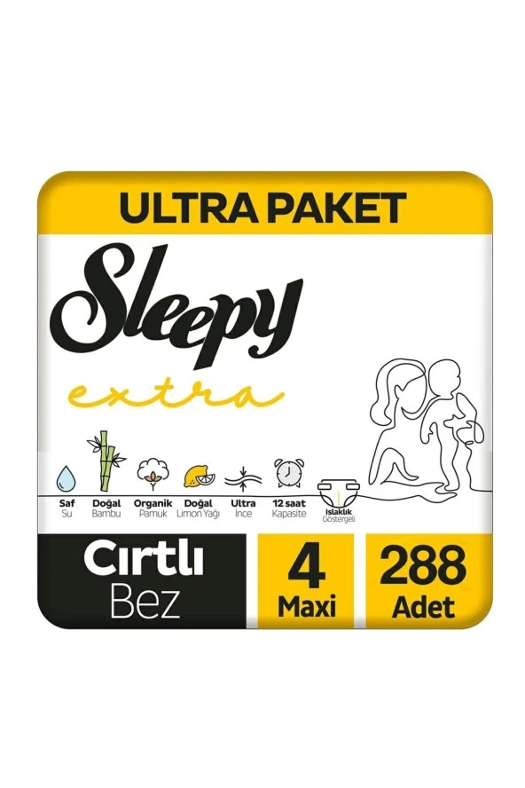 Sleepy Extra Avantajlı Bebek Bezi 4 Numara Maxi 96 Lı X 3 Adet