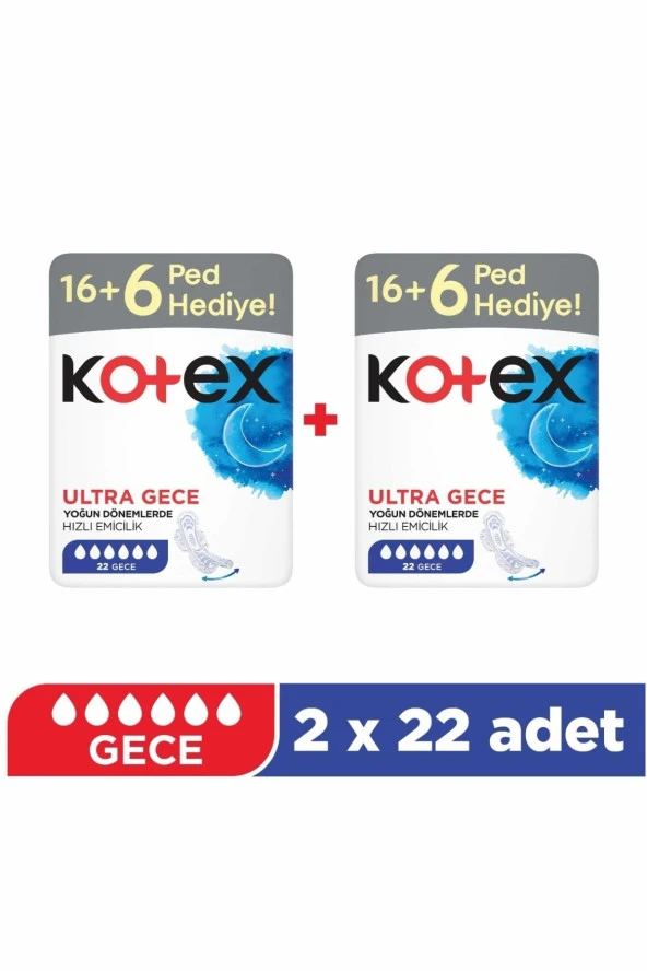 Kotex Ped Ultra Dev Ekonomik Gece 22'li x2