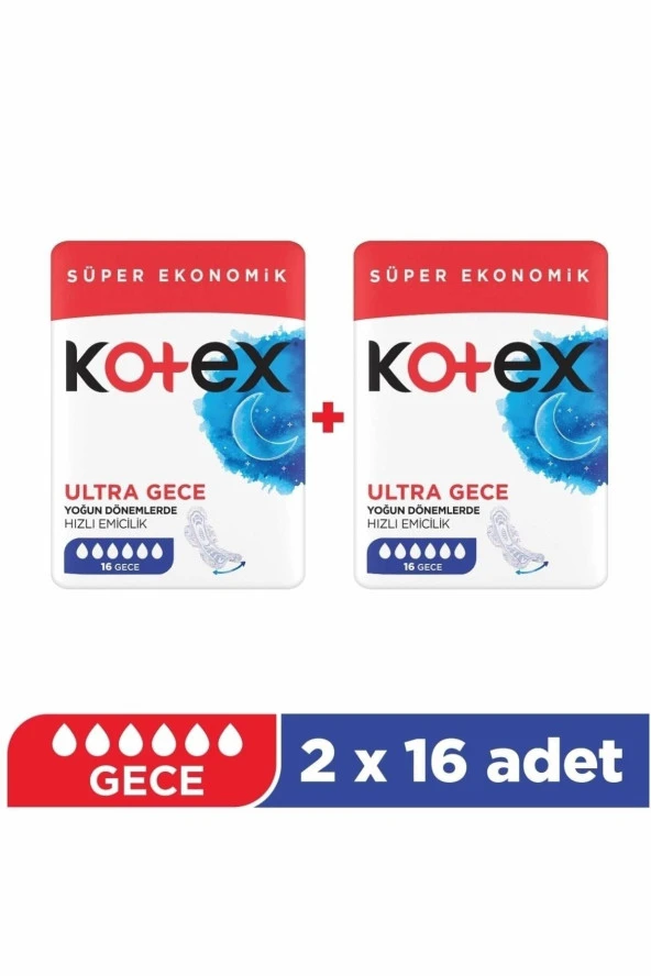 Kotex Ped Ultra Gece 16'lı x2.