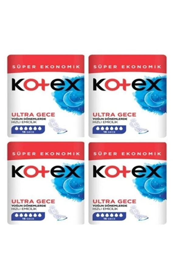 Kotex Ultra Quadro Süper Eko Gece 16 Lı X 4 Adet