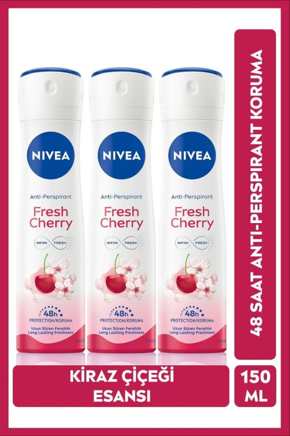 Nivea Fresh Cherry Kadın Sprey Deodorant 150 Ml X3