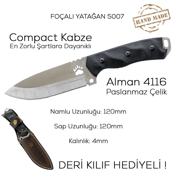 Foçalı 5007 Yatağan El Yapımı 24cm Kompakt Av Kamp Bıçağı - Resim 3