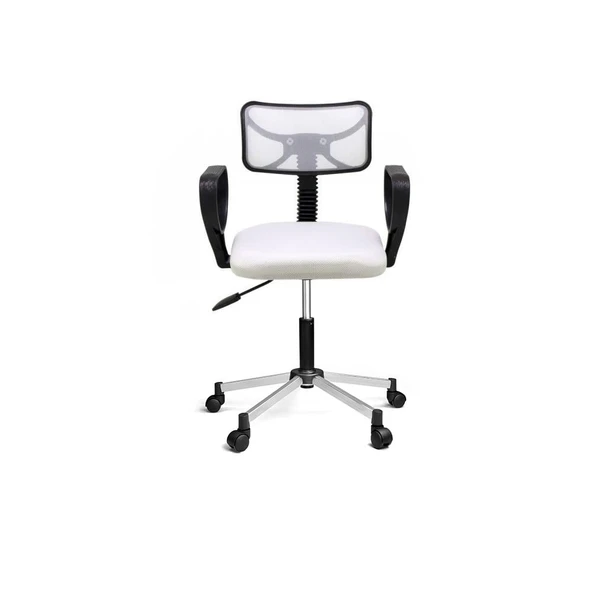 Türksit Buse Çalışma Koltuğu Metalik Gri Boyalı Ayak Beyaz