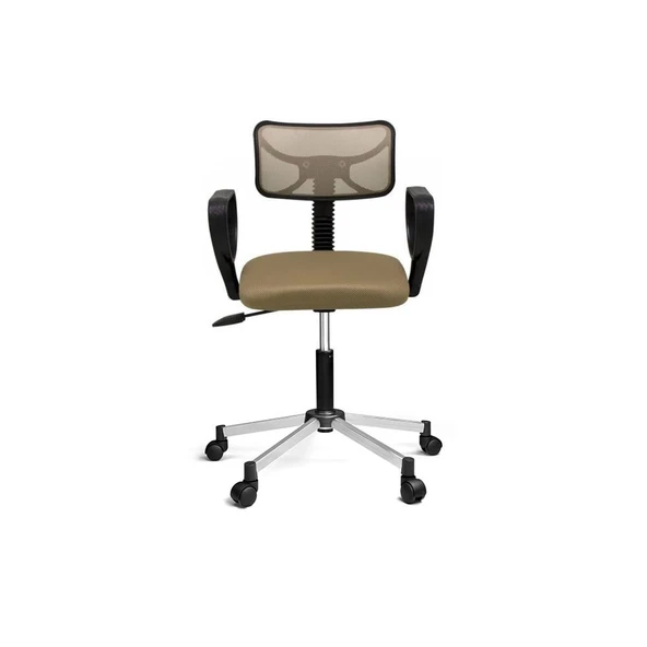 Türksit Buse Çalışma Koltuğu Metalik Gri Boyalı Ayak Krem