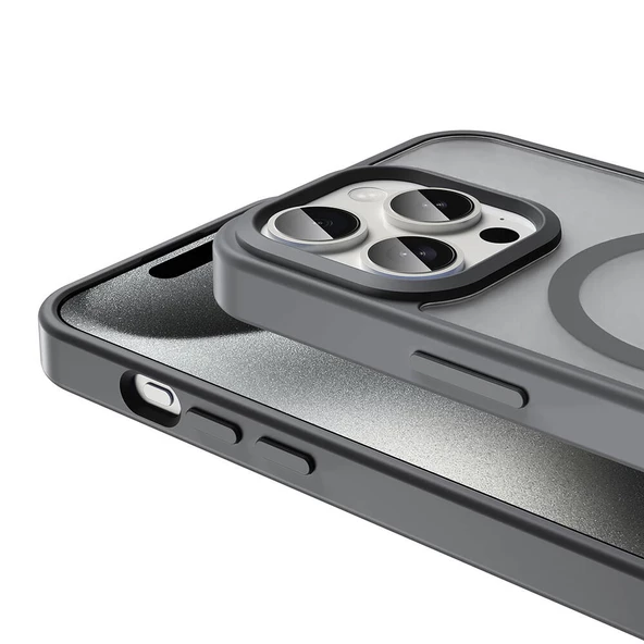 Vendas iPhone 15 Pro Max Kılıf Magsafe Şarj Özellikli Mat Arka Yüzey Zore Sio Kapak - 5