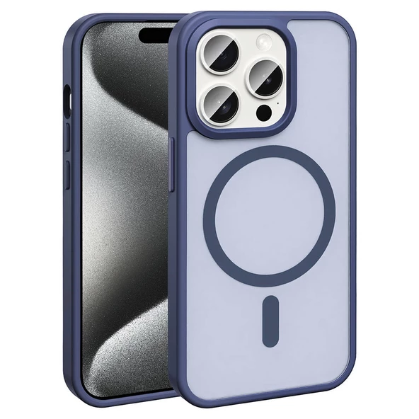 Vendas iPhone 15 Pro Max Kılıf Magsafe Şarj Özellikli Mat Arka Yüzey Zore Sio Kapak - 9