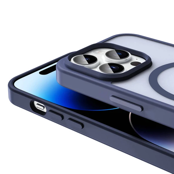 Vendas iPhone 14 Pro Kılıf Magsafe Şarj Özellikli Mat Arka Yüzey Zore Sio Kapak - 7