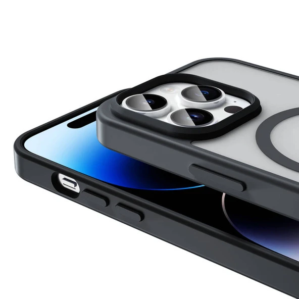 Vendas iPhone 14 Pro Kılıf Magsafe Şarj Özellikli Mat Arka Yüzey Zore Sio Kapak - 9
