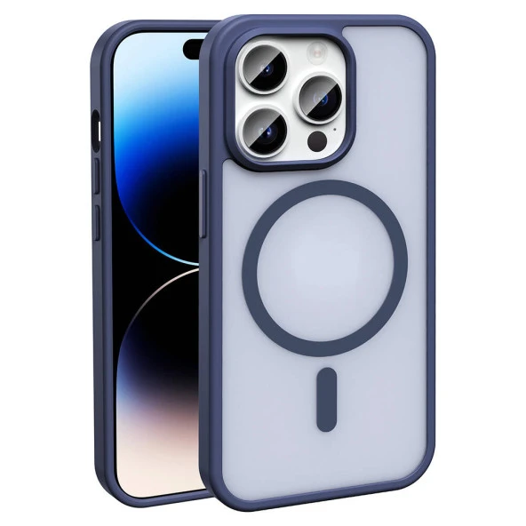 Vendas iPhone 14 Pro Kılıf Magsafe Şarj Özellikli Mat Arka Yüzey Zore Sio Kapak - 10