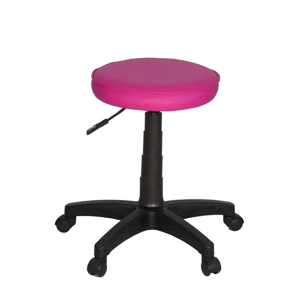 Türksit Amortisörlü Tabure Deri Plastik Ayak Pembe