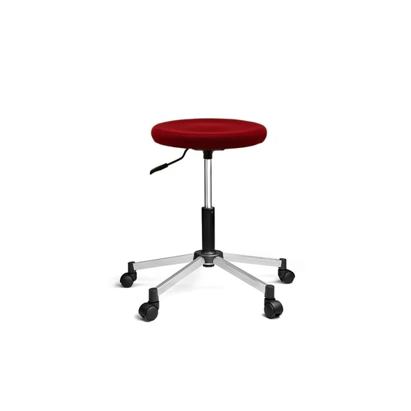 Türksit Tabure Dökme Sünger File Metalik Gri Boyalı Ayak Kırmızı