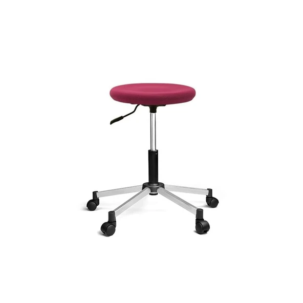 Türksit Tabure Dökme Sünger File Metalik Gri Boyalı Ayak Pembe